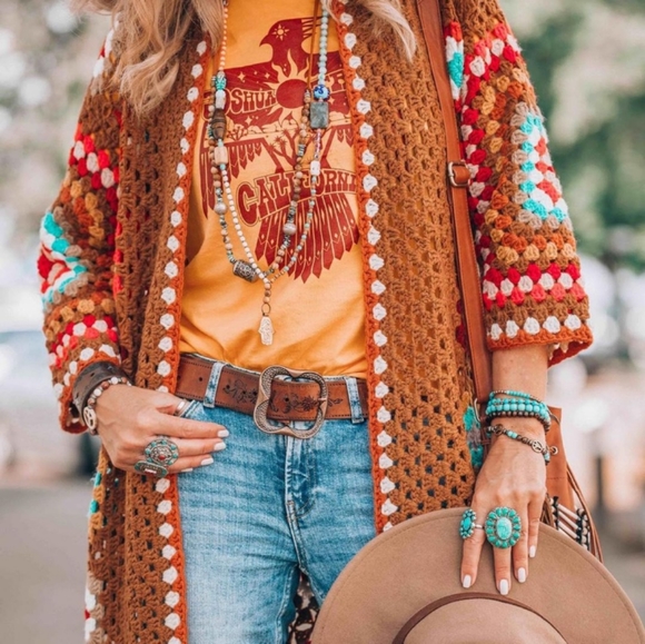 Granny square, Bohemian vintage cardigan - Picture 4 of 6